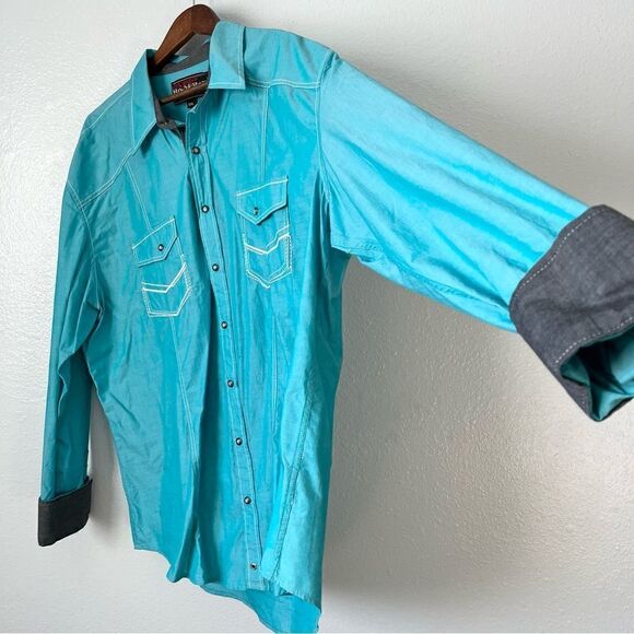Rock and Roll Men’s Button Down Shirt Size 2XL Blue - Picture 5 of 14